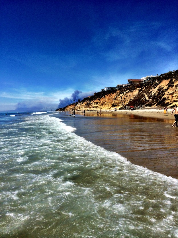 beach with smoke