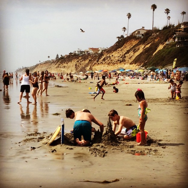 beach people-building castles