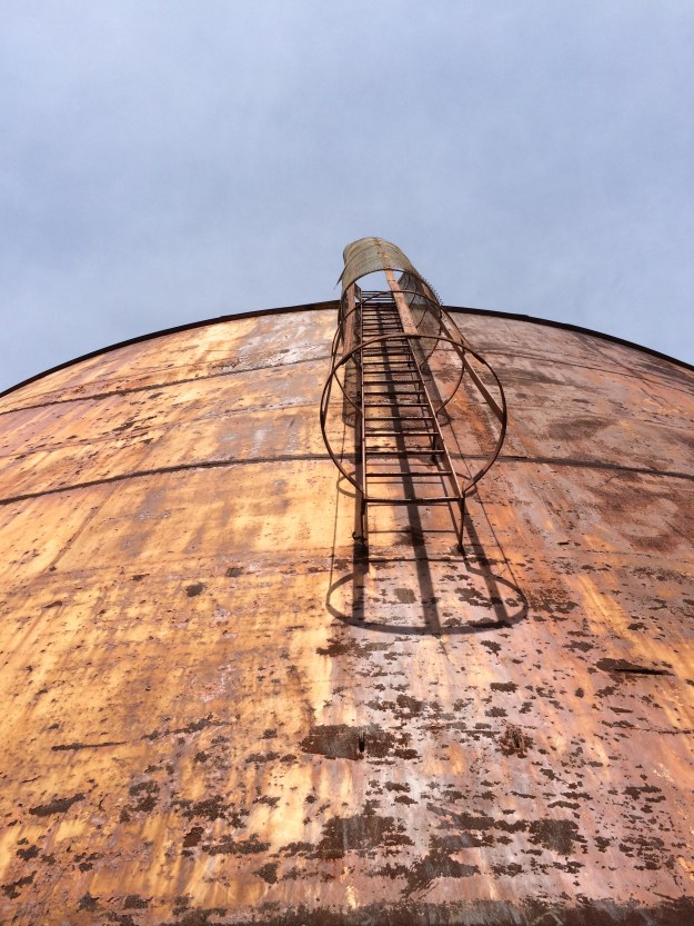 Through the ladder on the watertower
