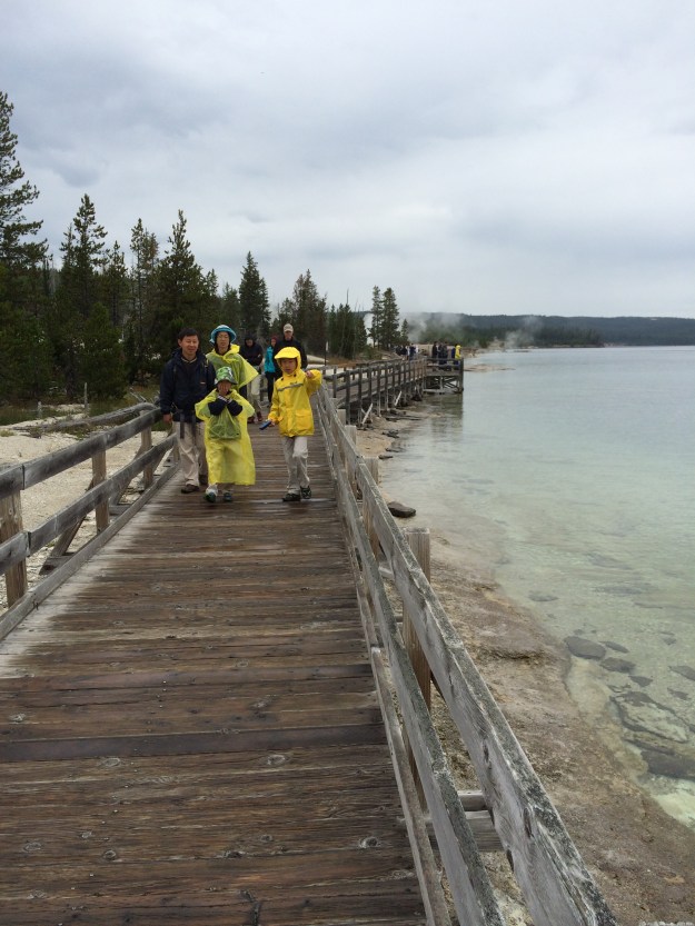 family in yellow slickers