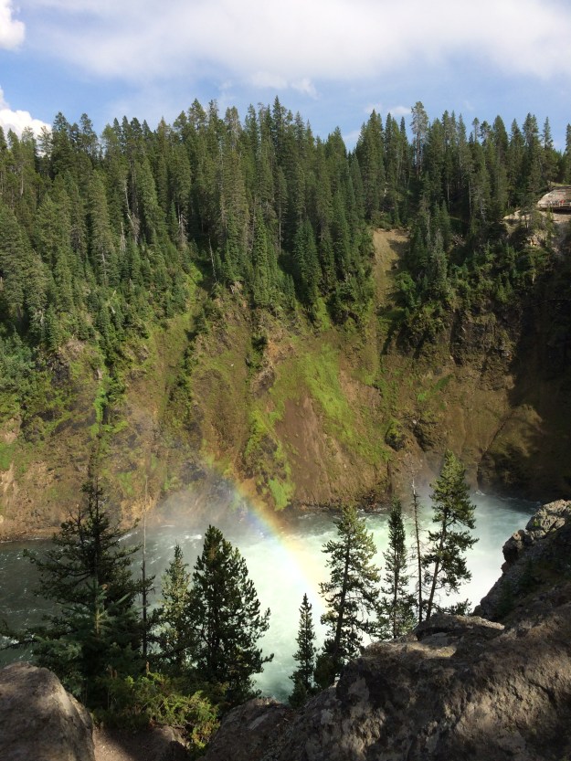 Rainbow over canyon falls