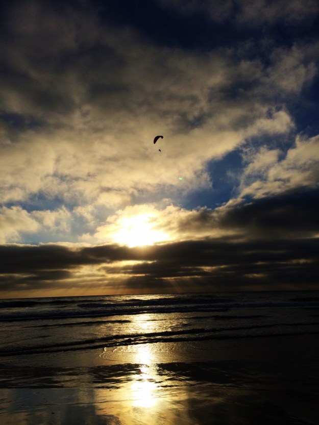 sunset hang glider