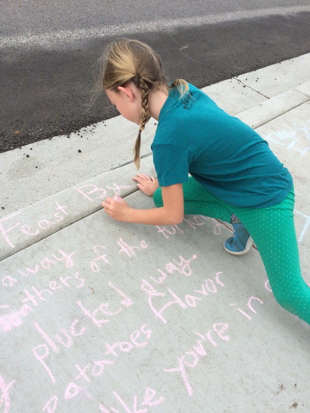 chalking the sidewalk
