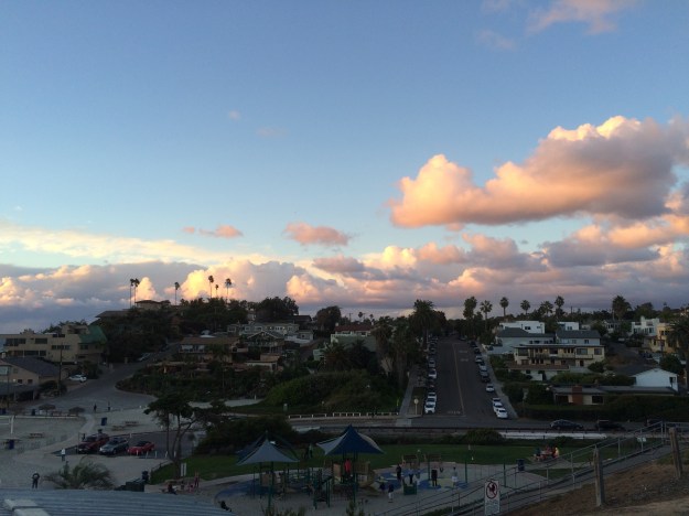 beachside clouds at sunset