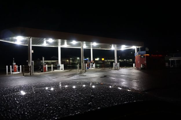 gas station at night