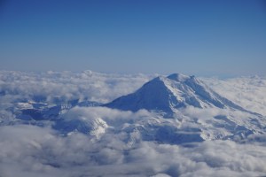 Mount Rainier in clouds
