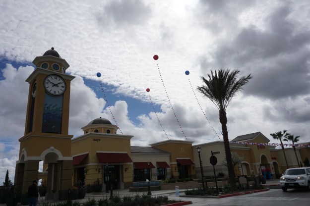 balloons over the strip mall